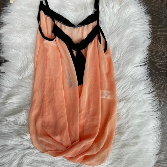 TFNC London Peach Black Flowy Camisole Top Bubble Hem Cut Out XS ASOS 90's - Picture 8 of 8